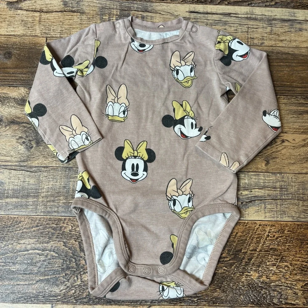 H&M Disney Minnie Mouse Daisy Outfit Baby‎ Girl 9m Brown Organic Cotton